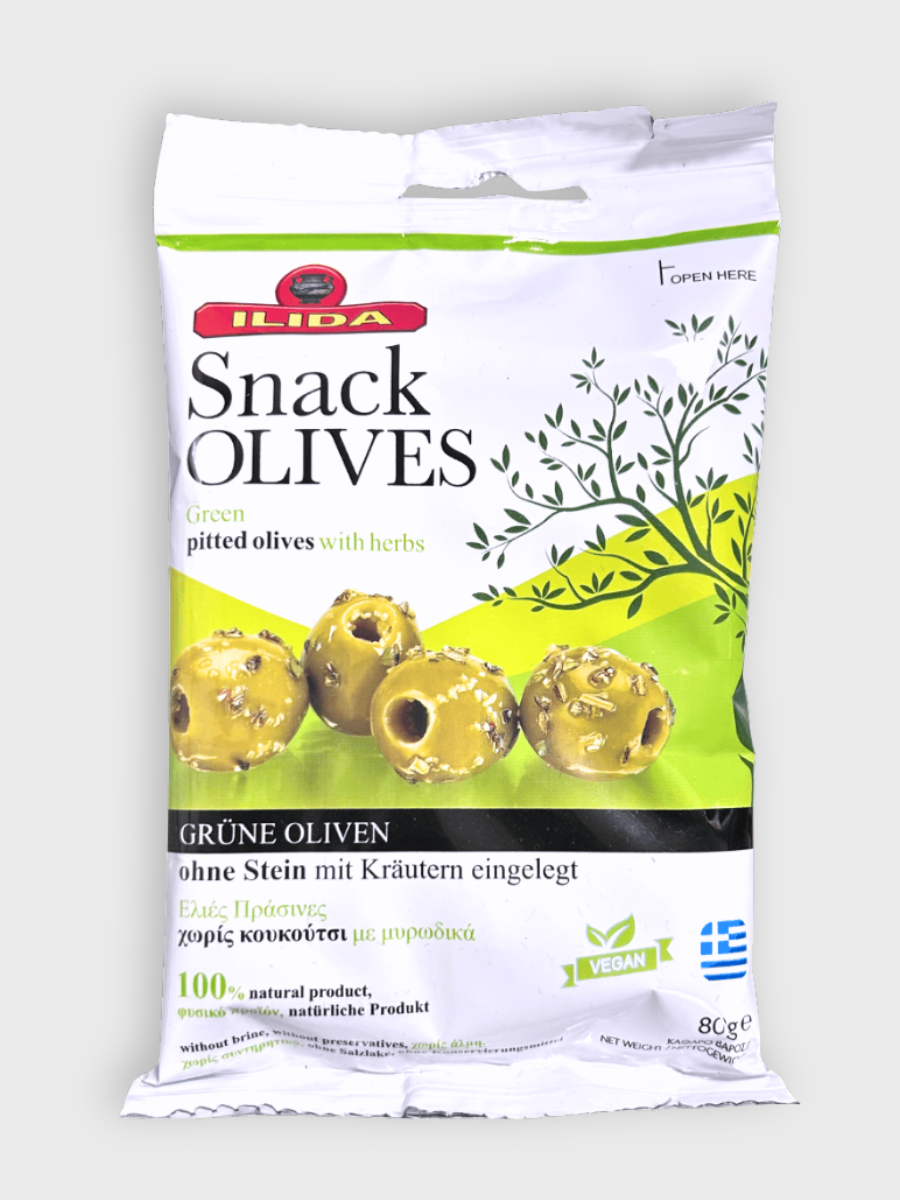 Zelené marinované olivy bez pecky