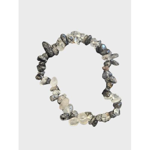 Náramek minerální sekaný – křišťál s turmalínem